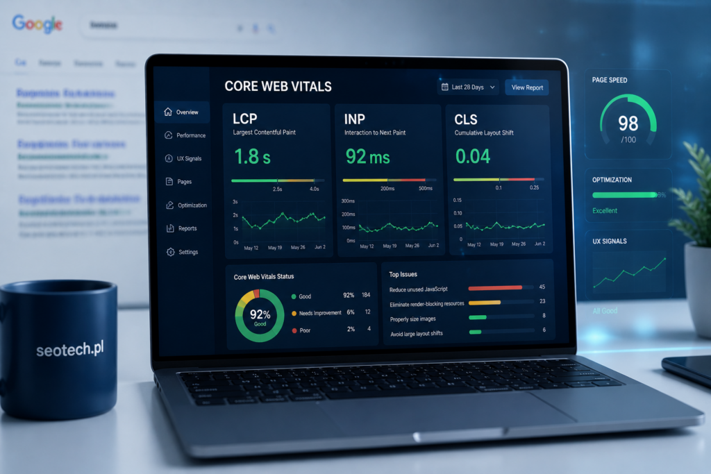 core web vitals 2026 LCP INP CLS wpływ na pozycjonowanie Google i wydajność strony