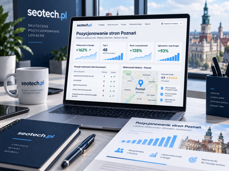 Pozycjonowanie stron Poznań – panel SEO SEOTECH.pl z analizą widoczności lokalnej i wyników w Google.